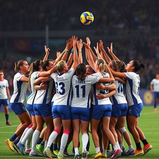 Giocatrici del Conegliano Volley che festeggiano la vittoria dello scudetto.