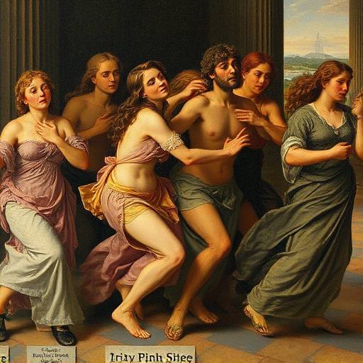 Un dettaglio di un dipinto di Tintoretto, che mostra un gruppo di figure in movimento.