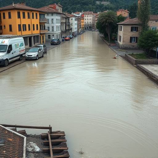 Un'immagine che mostra gli effetti del cambiamento climatico in Italia, come siccit&agrave;, alluvioni e incendi boschivi