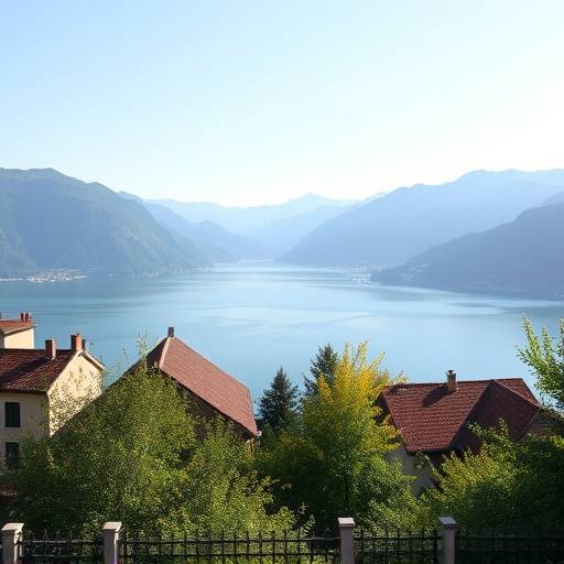 Vista del Lago di Como con le montagne sullo sfondo